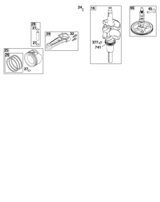 Crankshaft Group Diagram and Parts List for 44N877-0019-G1 400000 - 699999 Briggs and Stratton Engine